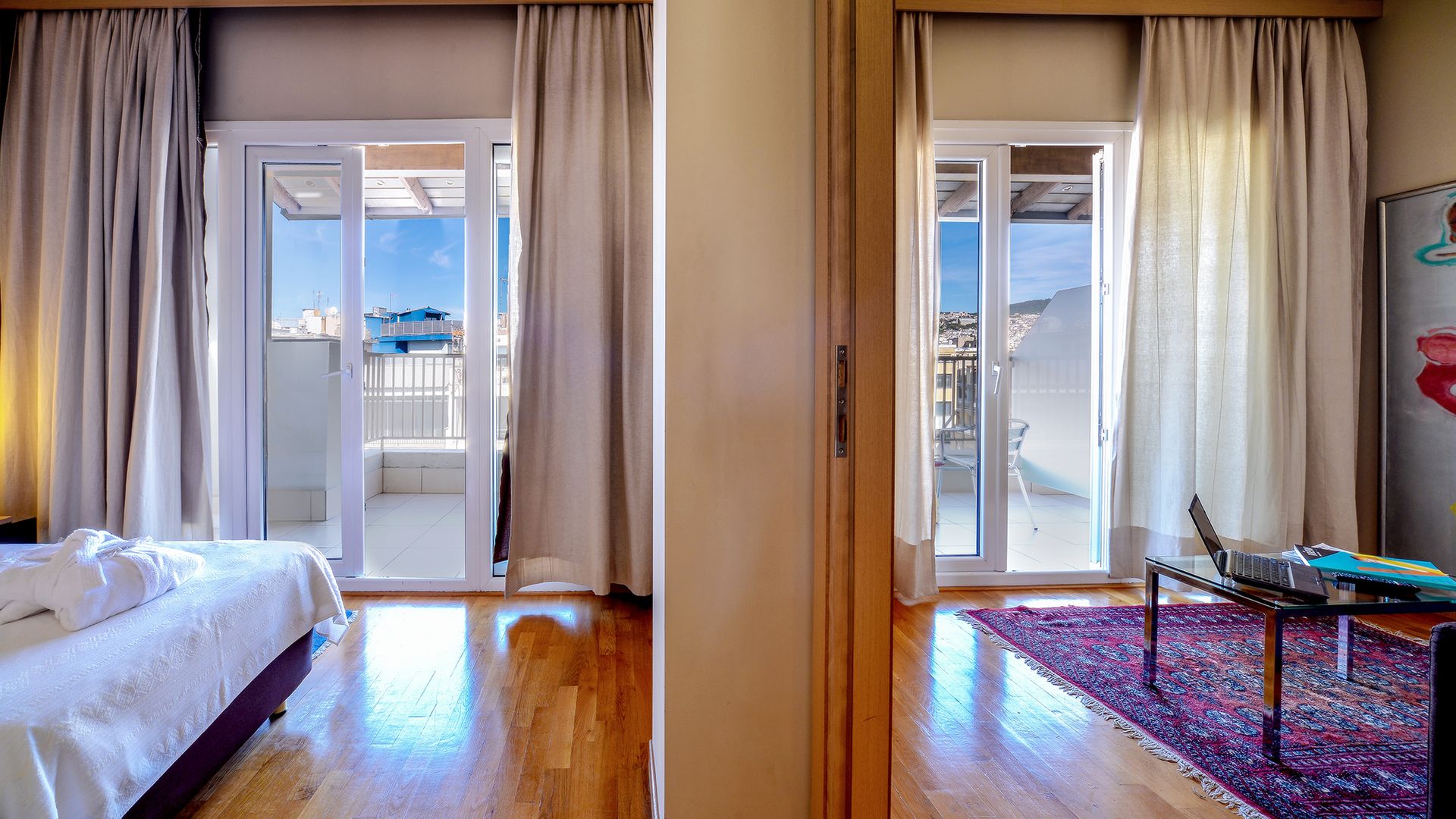 the Penthouse Suites at Astoria Hotel Thessaloniki are designed to offer guests both luxury and privacy. Situated on the hotel's top floor, these suites provide an exclusive retreat away from the bustling city below. Each suite features a private bal