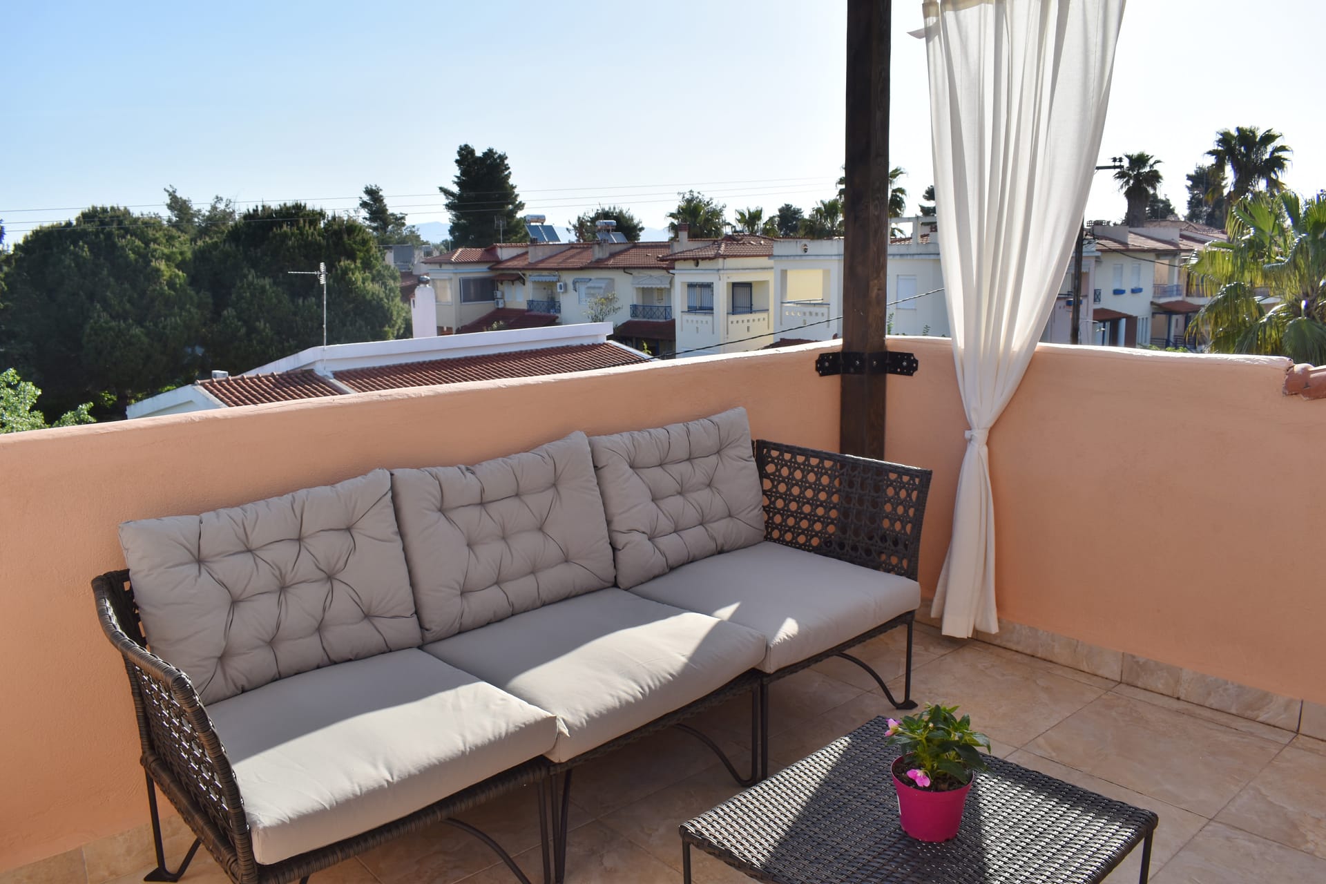 balcony overlooking the seaThird level- Attic with two beds and a big terasse with sea view - A/C