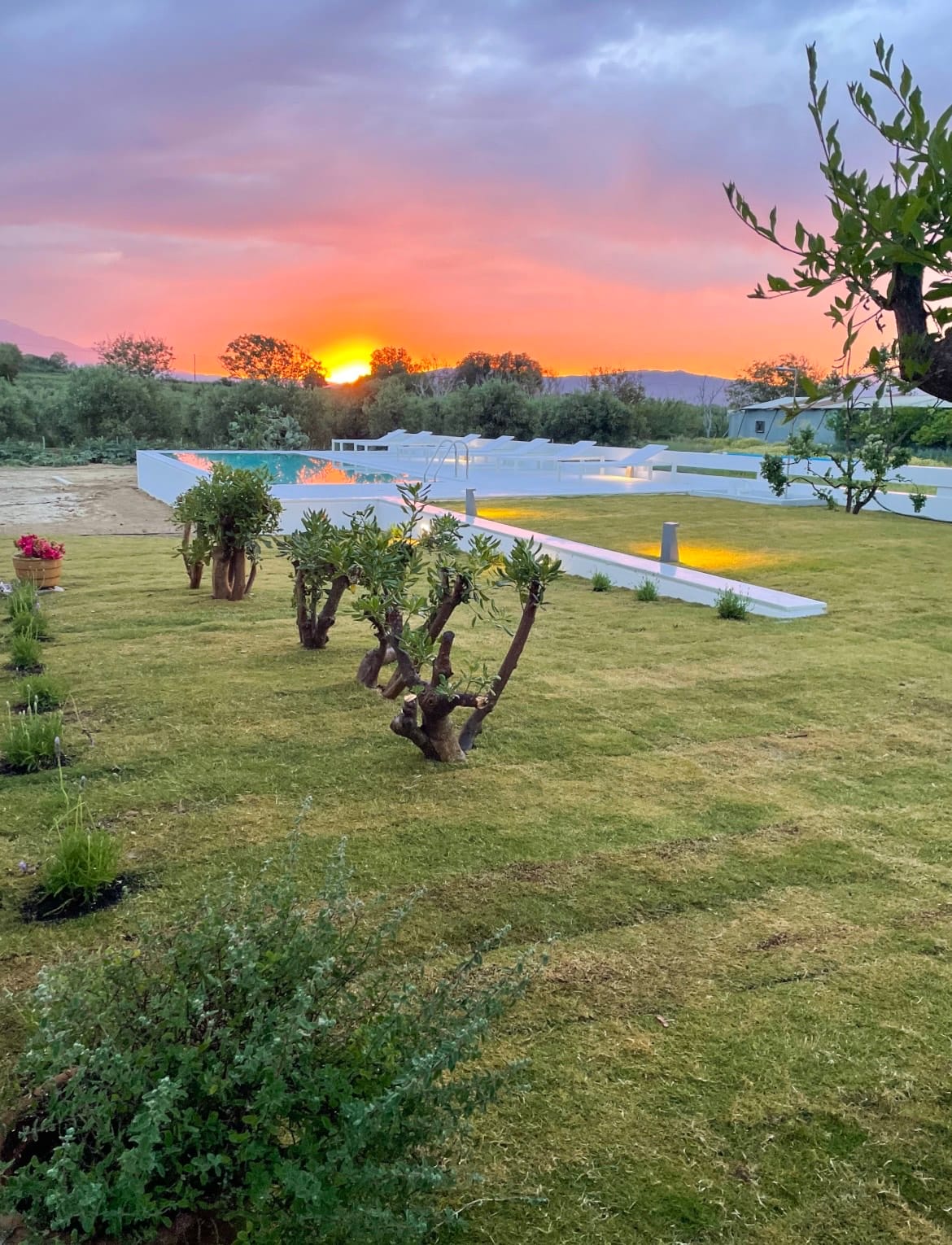 Outdoor Eco Salt Water Pool Sunset