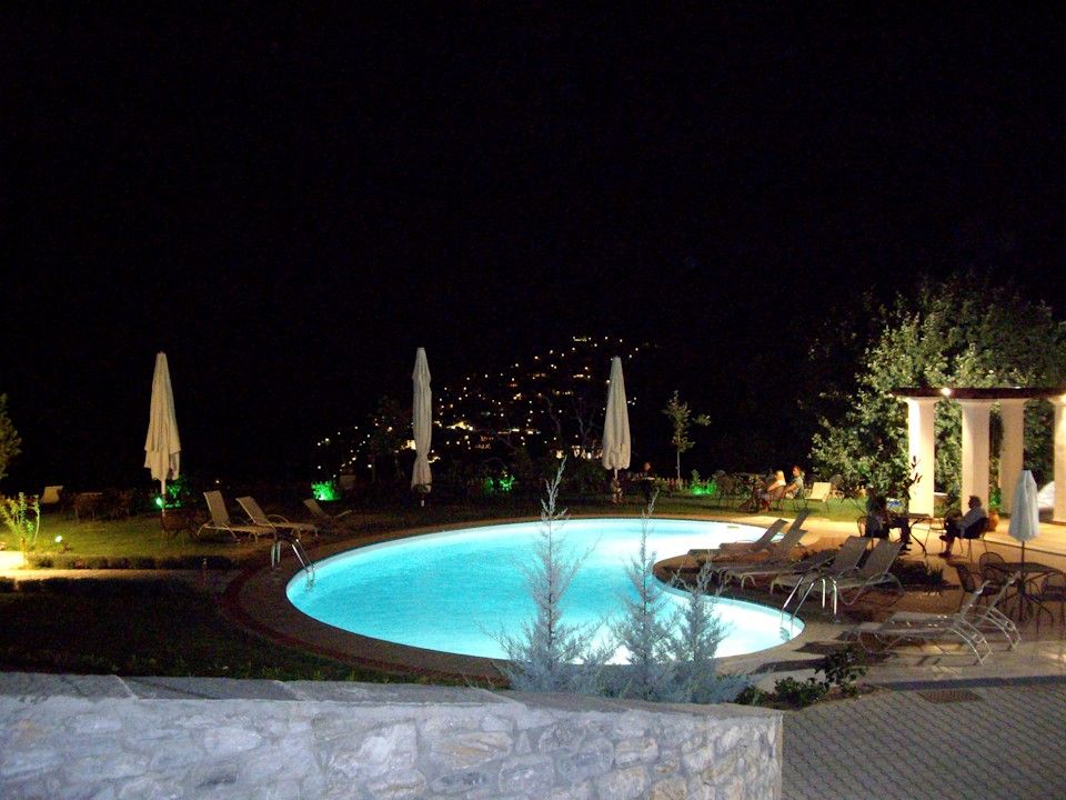Pool and view at night