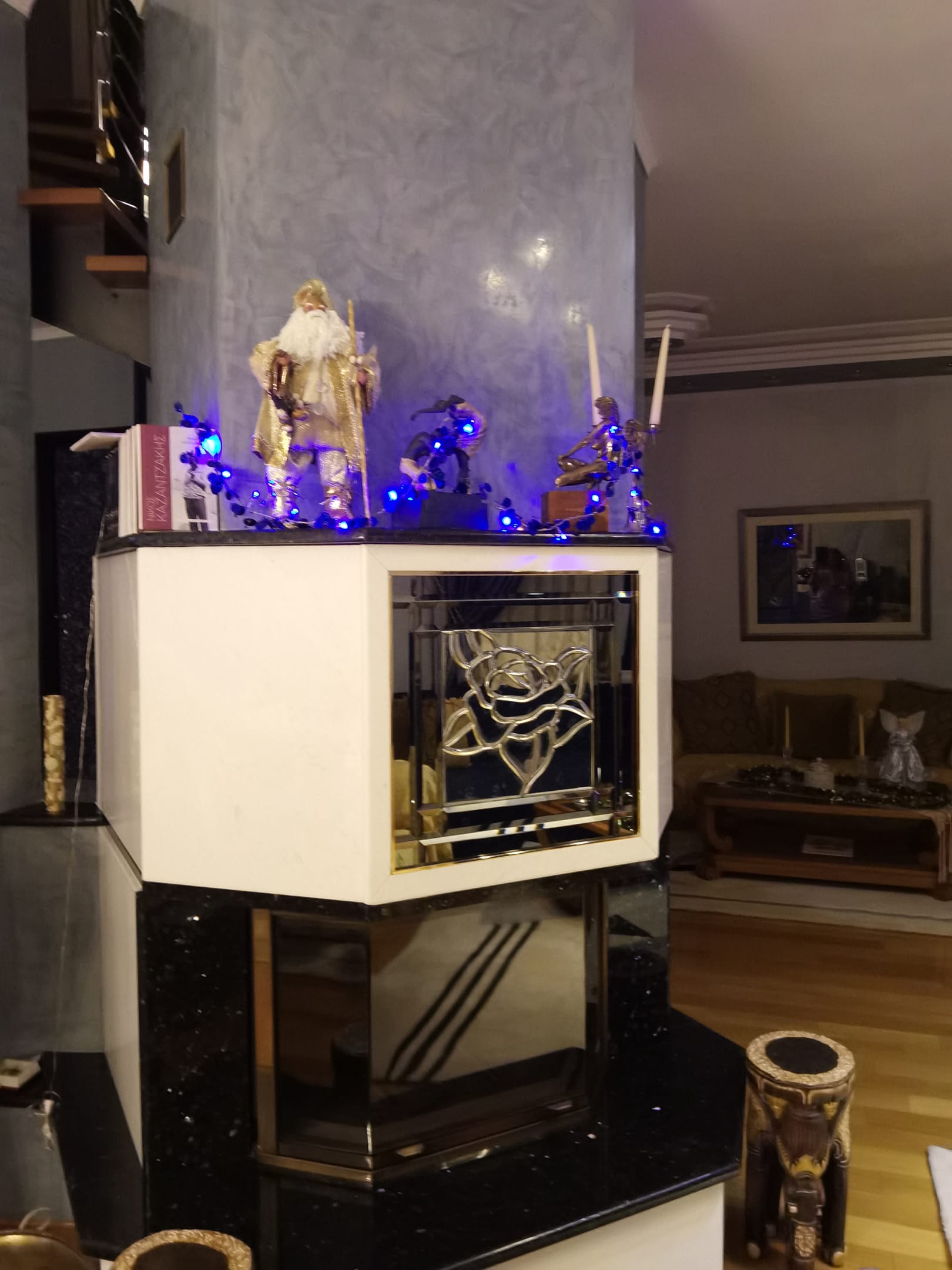 Living room  fireplace.