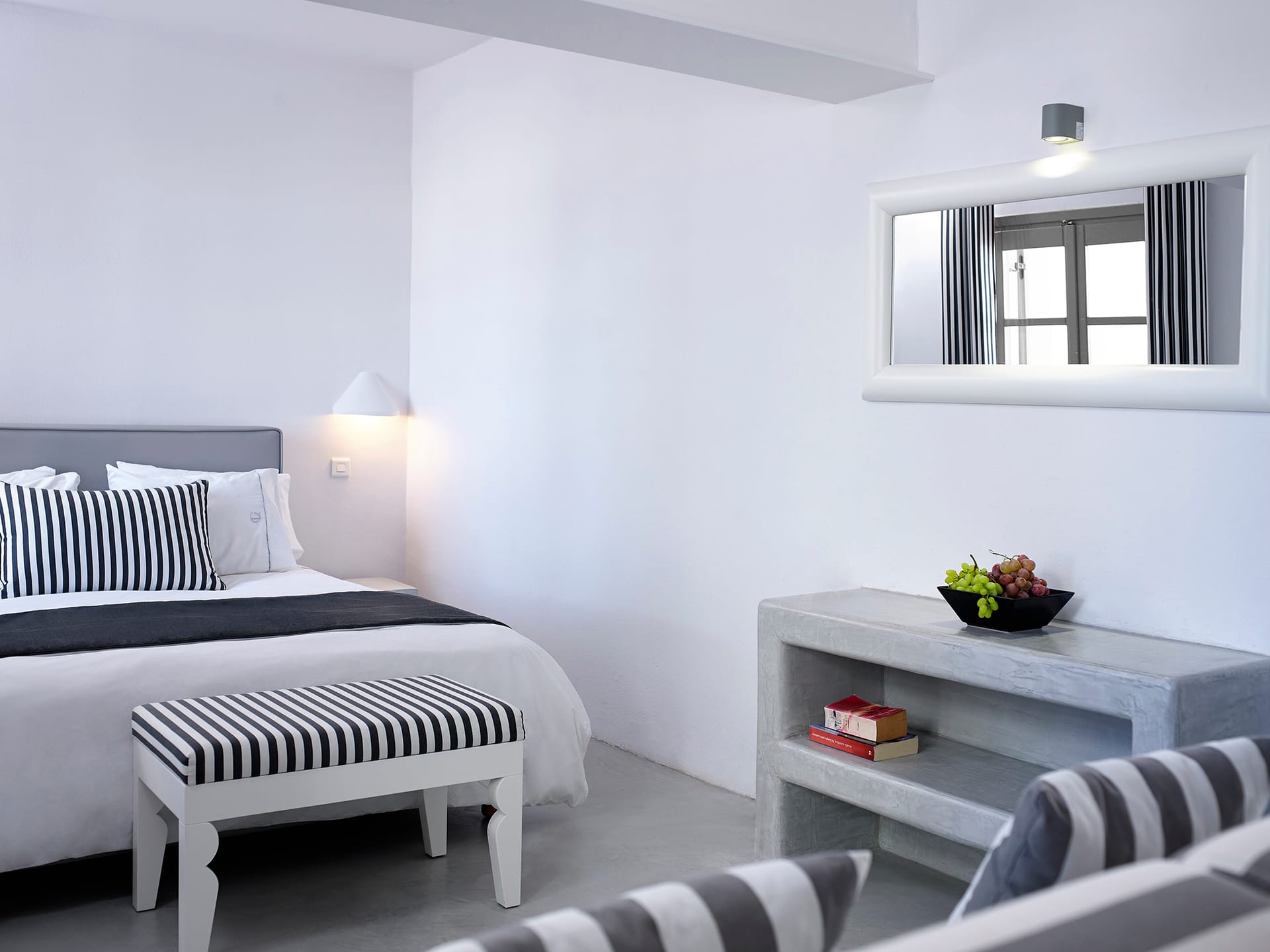 White Family Room with Garden View