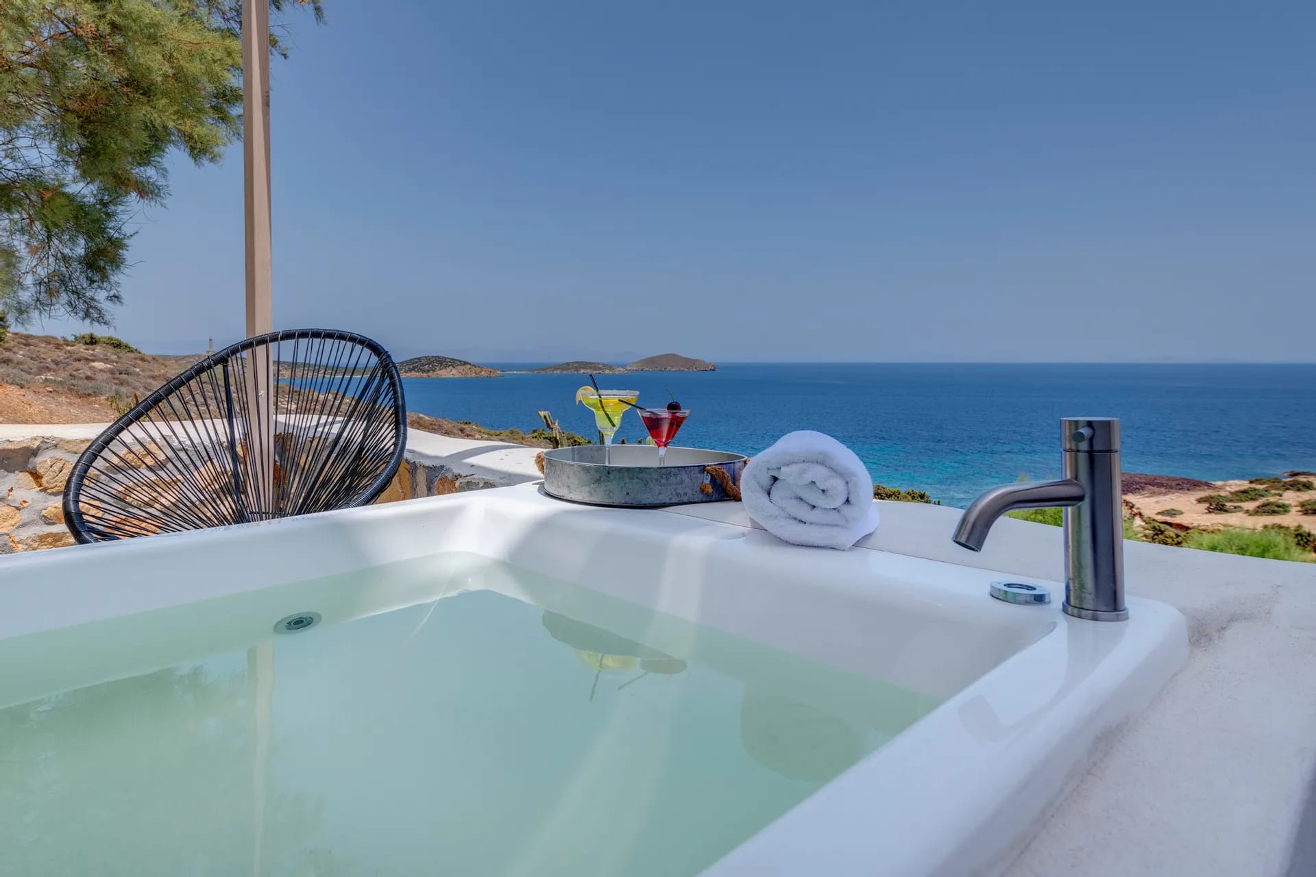 Deluxe Room with outdoor Hot Tub & sea view from the balcony