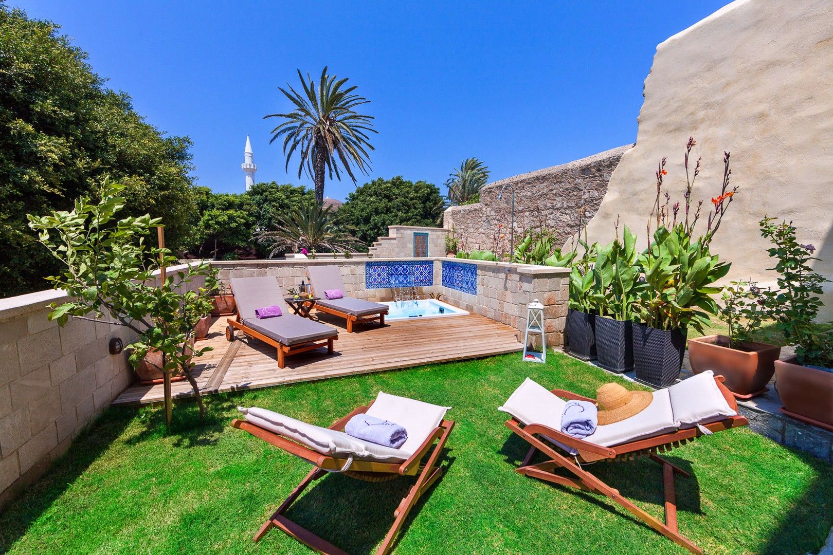 Senior Suite with Private Garden and Outdoor Hot Tub “Views of Rhodes”