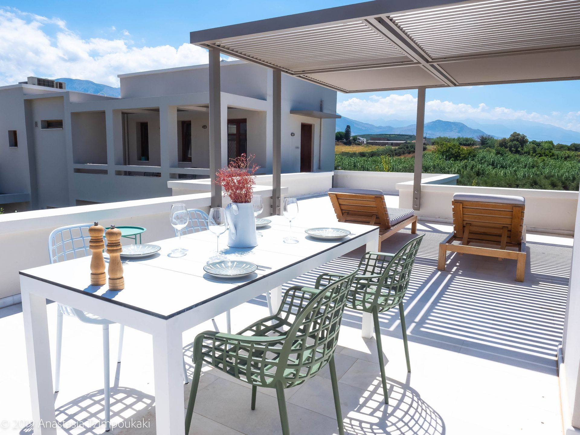 GRAND SUPERIOR LODGE ELIA | Garden - olive groves - mountain & pool view