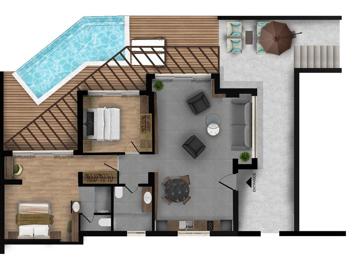 Two Bedroom Sea View Suite with private pool