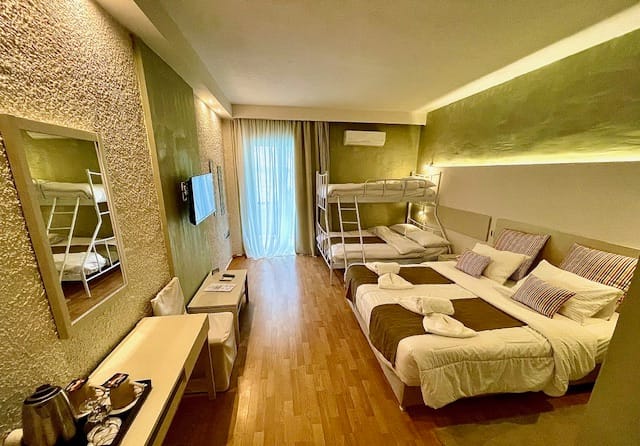 FAMILY room with No view from the Balcony