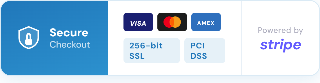 Secure checkout powered by Stripe
